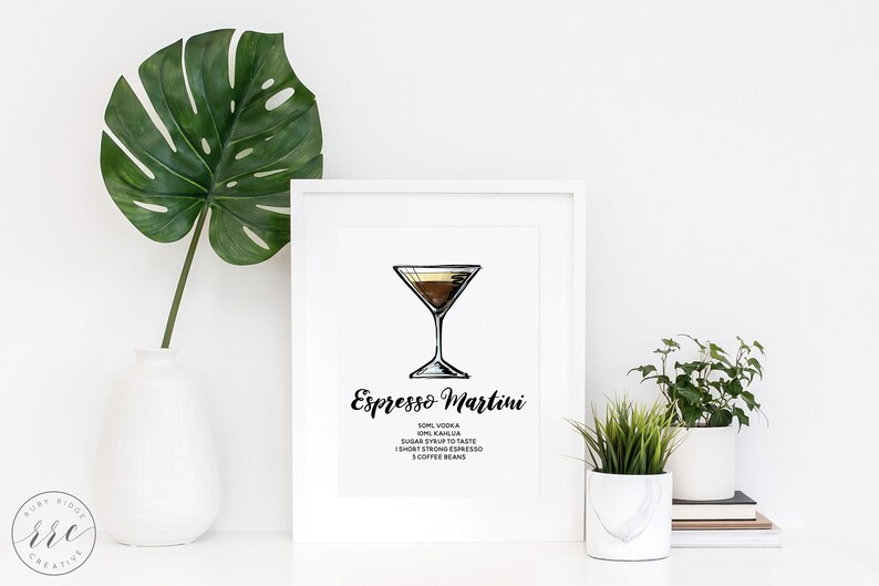 Espresso Martini Cocktail Recipe Art Print Espresso Martini Etsy
