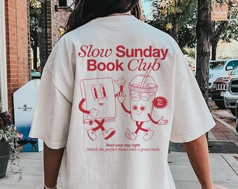 Camiseta del club de lectura de domingos tranquilos / Camiseta Comfort Colors / Camiseta para amantes de los libros / Regalo literario / Camiseta divertida para amantes de los libros / Regalo literario para ella