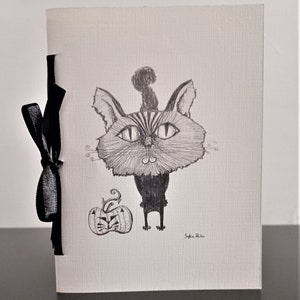 Zischen oder Leckerli! Halloween Katze Grußkarte