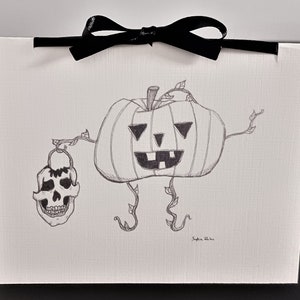 Kürbis mit Totenkopf Laterne, Halloween Grußkarte