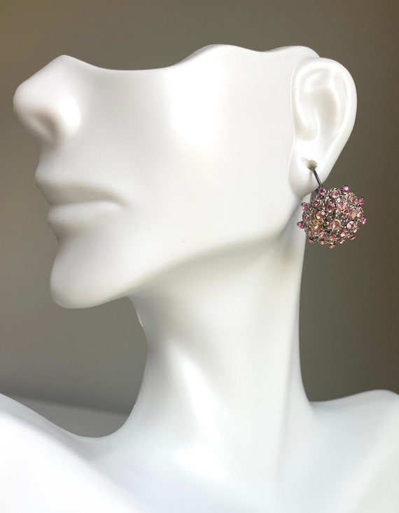 Swarovski Crystal drop earrings two tone pink cry… - image 2