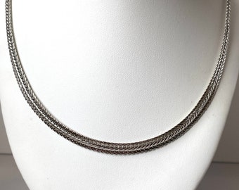 Premier Designs Herringbone chain necklace- Silver tone choker chain- Retro Costume jewelry