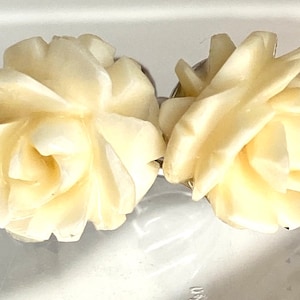 Vintage Sterling Beau celluloid rose earrings signed retro back screws earrings
