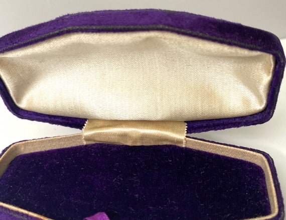 Antique Purple Velvet and silk jewelry box- Octag… - image 2