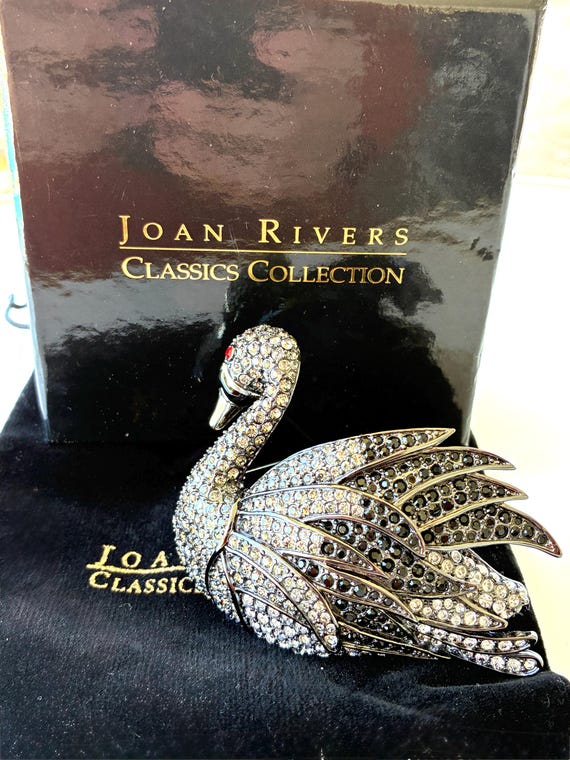Joan Rivers Swan Brooch Crystal Rhinestone Pin Classics Collection