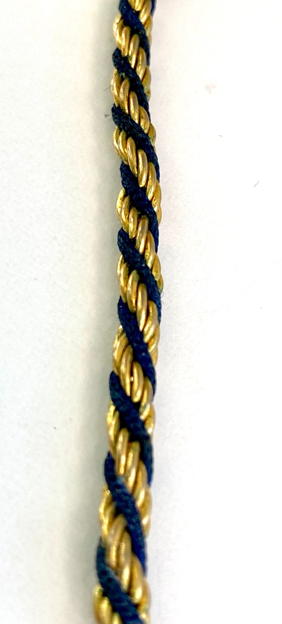Vintage signed Trifari Crown gold plated and navy rop… - Gem
