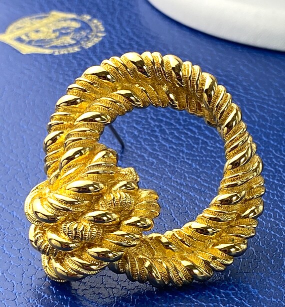 Christian Dior brooch pin rope knot- Gold plated … - image 3