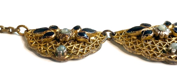 Vintage antique Victorian necklace brass filigree… - image 7