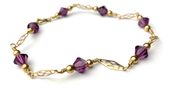 Vintage 14k gold filled fine bracelet, filigree g… - image 1