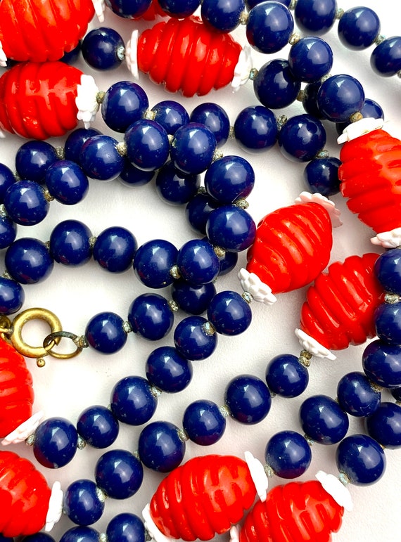 Vintage Miriam Haskell extra long 52" beaded navy… - image 5