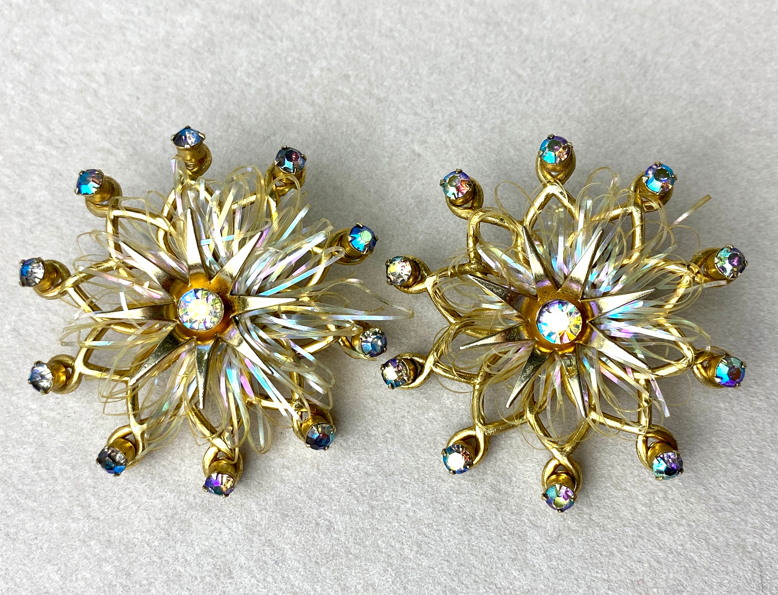 Vintage Coro Snowflake Earrings & Brooch Silver Tone W