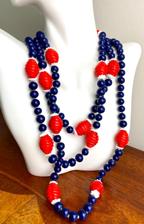 Vintage Miriam Haskell extra long 52" beaded navy… - image 3