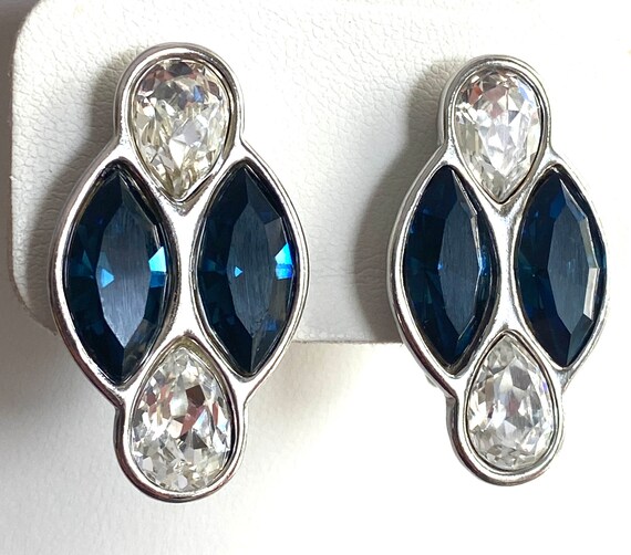 Yves Saint Laurent earrings- YSL blue and clear r… - image 2