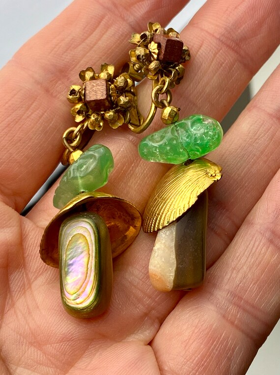 Vintage Miriam Haskell seashell dangle earrings- … - image 9