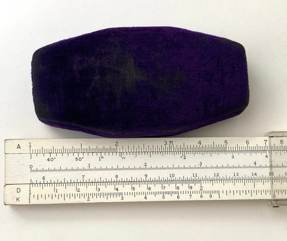 Antique Purple Velvet and silk jewelry box- Octag… - image 5