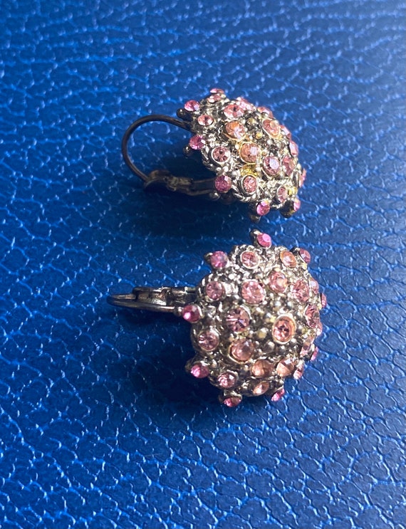 Swarovski Crystal drop earrings two tone pink cry… - image 4