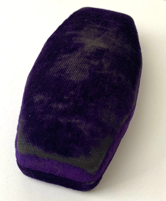 Antique Purple Velvet and silk jewelry box- Octag… - image 9