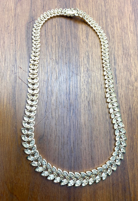 Graduate leaves necklace gold tone and cubic zirc… - image 4