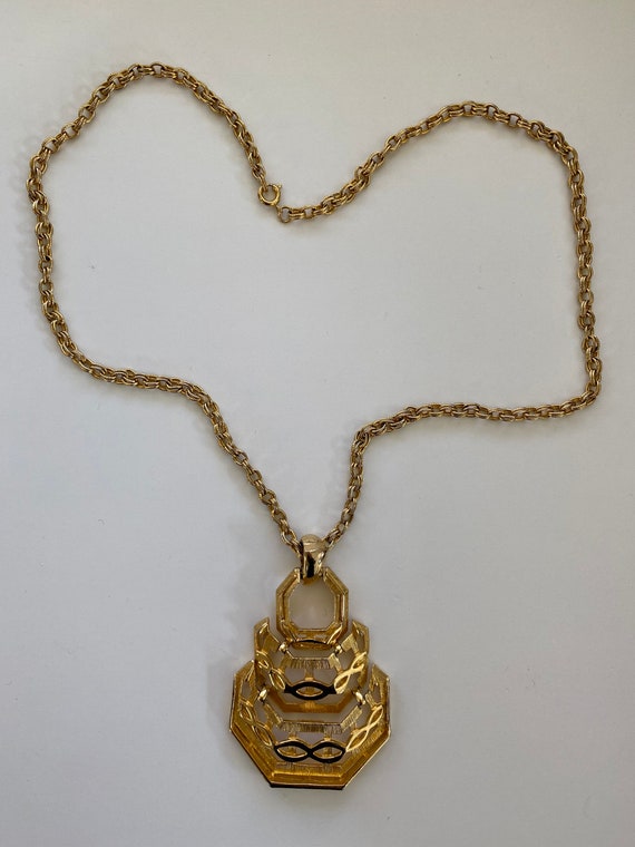 Vintage Lisner statement pendant necklace 70’s bo… - image 5