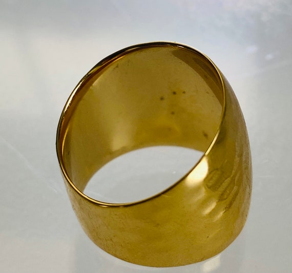 Silver Sterling statement ring hammered large ban… - image 5