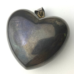 Vintage large puffy heart pendant silver Sterling 925 Italy 1.5&quot; heart