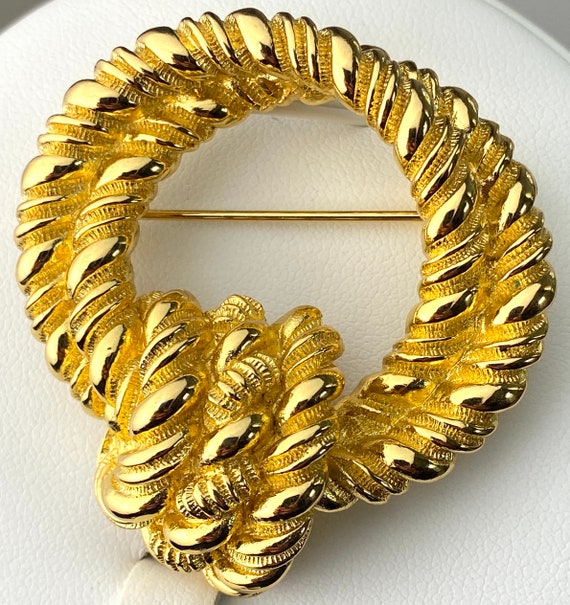 Christian Dior brooch pin rope knot- Gold plated … - image 6