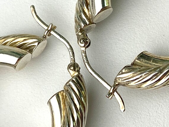 Vintage sterling silver hoops earrings double hoo… - image 9