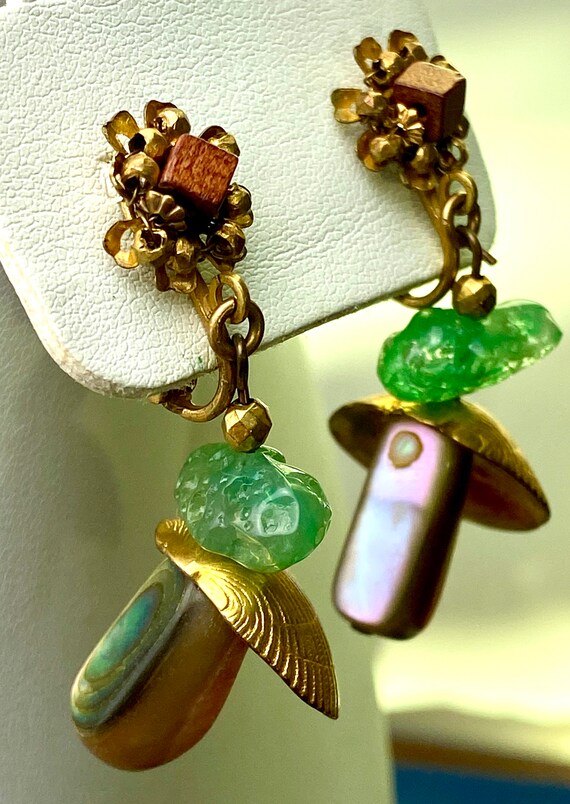 Vintage Miriam Haskell seashell dangle earrings- … - image 4