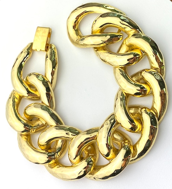 retro linked bracelet, gold tone chunky bracelet g