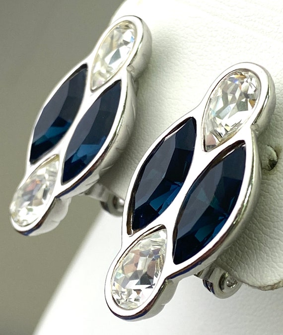 Yves Saint Laurent earrings- YSL blue and clear r… - image 5