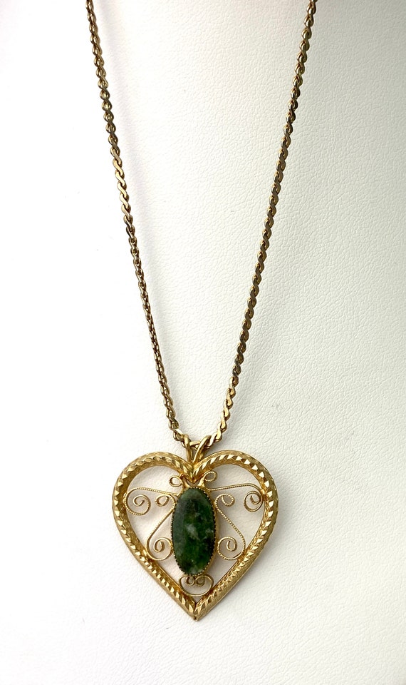 Vintage heart pendant necklace- 14k gold filled an
