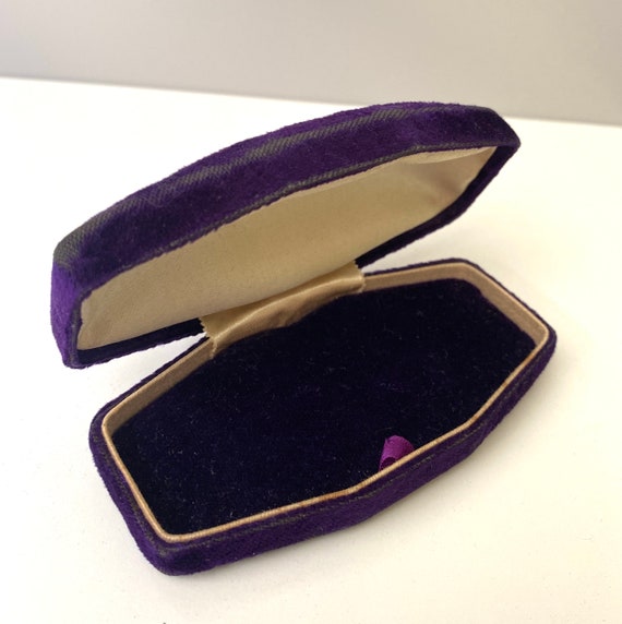 Antique Purple Velvet and silk jewelry box- Octag… - image 3