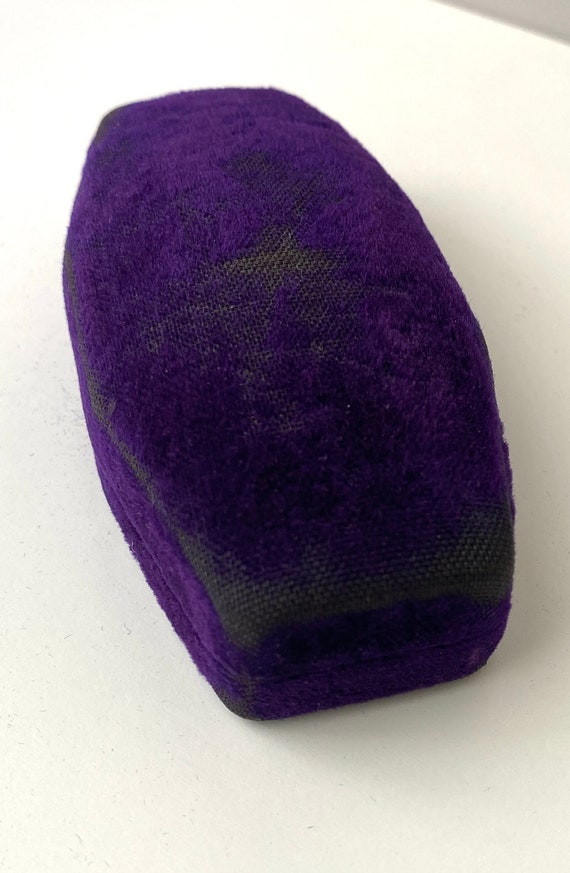 Antique Purple Velvet and silk jewelry box- Octag… - image 8