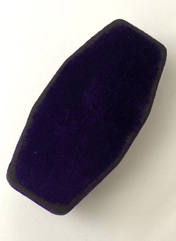 Antique Purple Velvet and silk jewelry box- Octag… - image 6