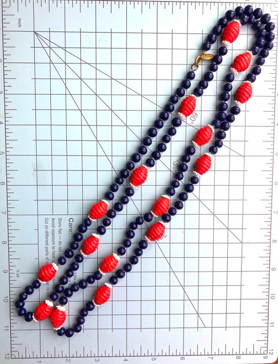 Vintage Miriam Haskell extra long 52" beaded navy… - image 8