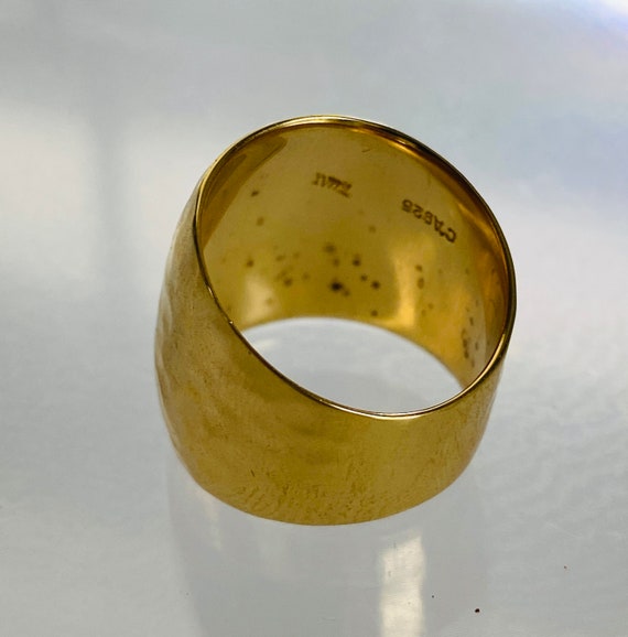 Silver Sterling statement ring hammered large ban… - image 6