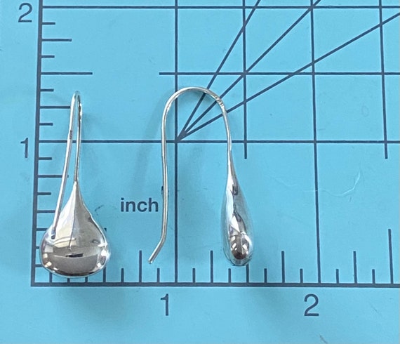 Teardrop earrings silver sterling hook dangle min… - image 5