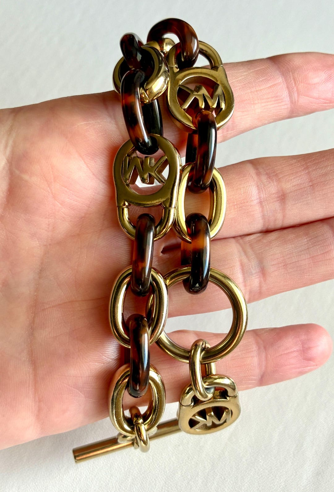 Michael Kors Link Bracelet • Gold Tone & Tortoiseshell Resin • MK