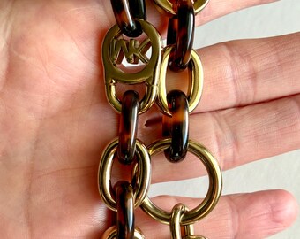 Michael Kors Link Bracelet • Gold Tone & Tortoiseshell Resin • MK