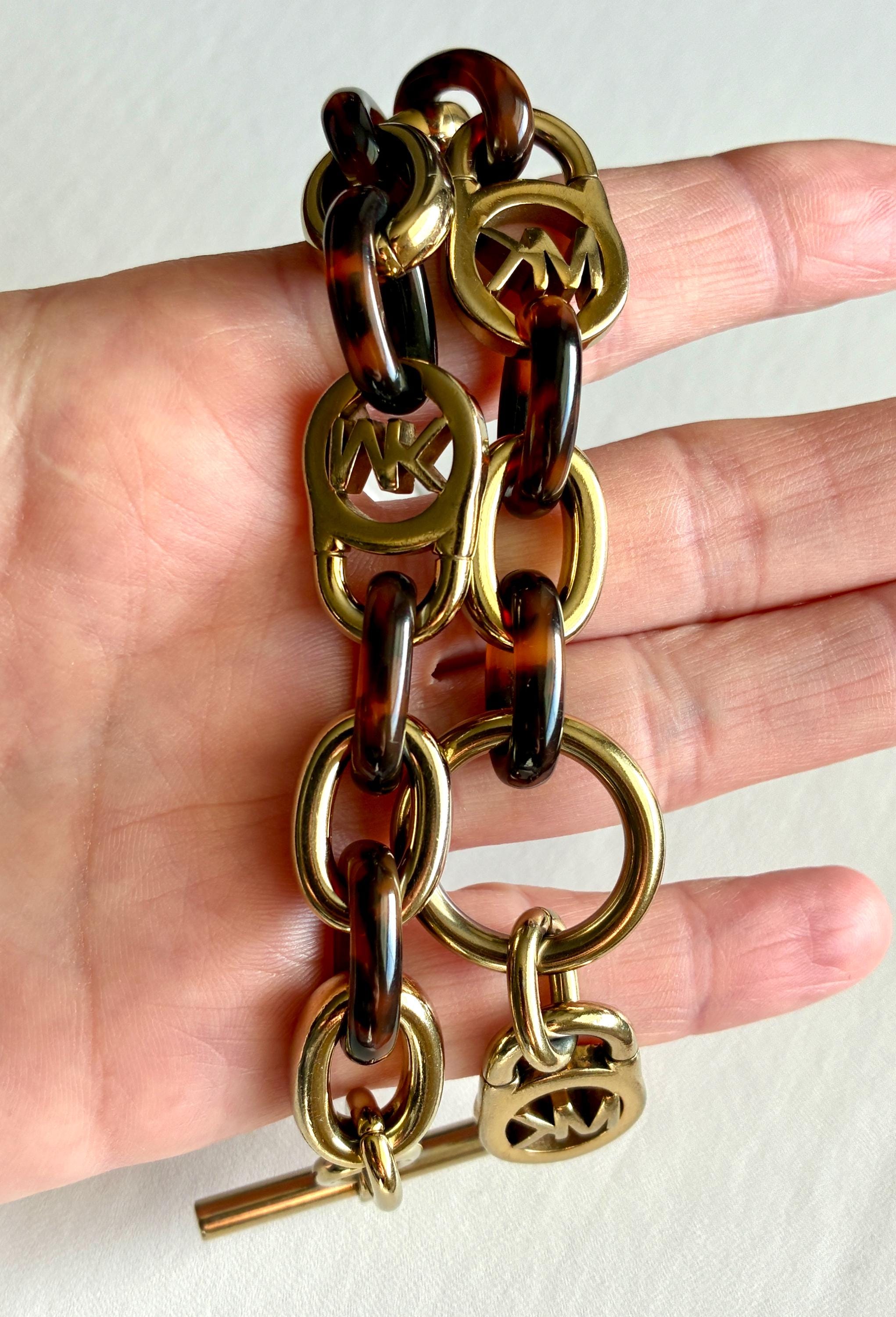 Michael Kors Link Bracelet • Gold Tone & Tortoiseshell Resin • MK