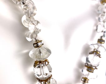 Gargantilla vintage de cristal transparente Miriam Haskell con diamantes de imitación, firmada y coleccionable.