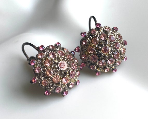 Swarovski Crystal drop earrings two tone pink cry… - image 3