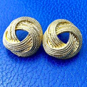 Retro twist rope knots earrings- vintage button rope earrings- gold tone elegant earrings