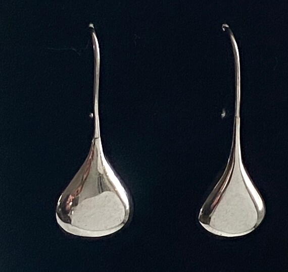 Teardrop earrings silver sterling hook dangle min… - image 1