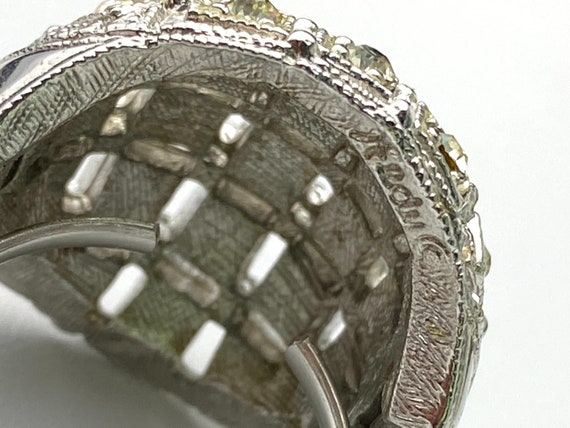 Statement ring silver tone domed ball rhinestone … - image 6