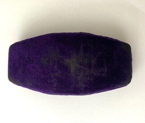 Antique Purple Velvet and silk jewelry box- Octag… - image 7