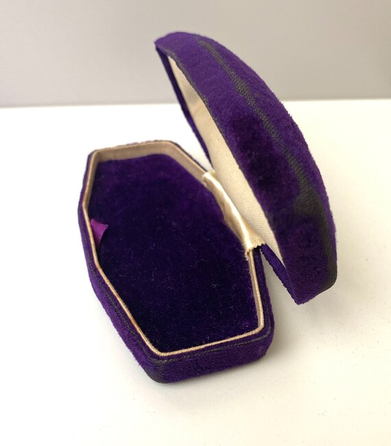 Antique Purple Velvet and silk jewelry box- Octag… - image 4