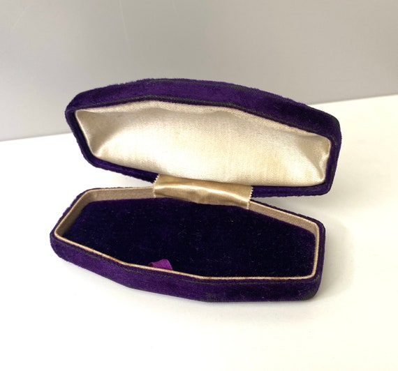 Antique Purple Velvet and silk jewelry box- Octag… - image 1