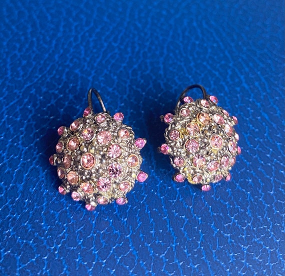 Swarovski Crystal drop earrings two tone pink cry… - image 1