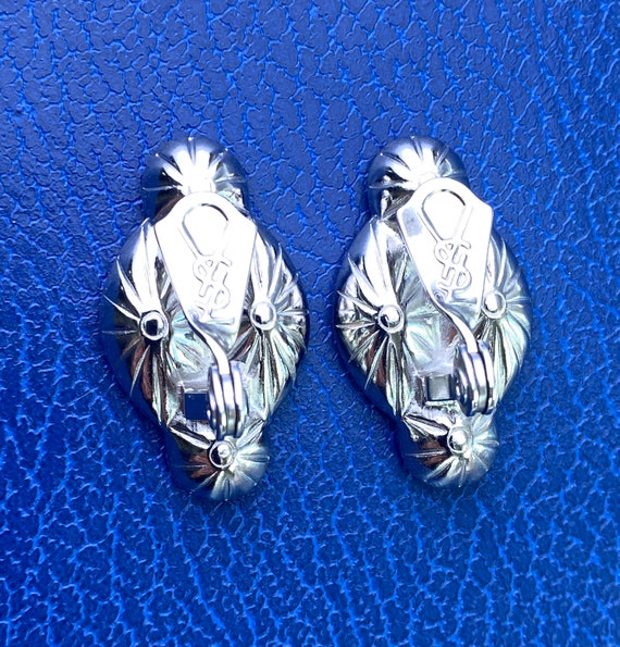 Yves Saint Laurent earrings- YSL blue and clear r… - image 6